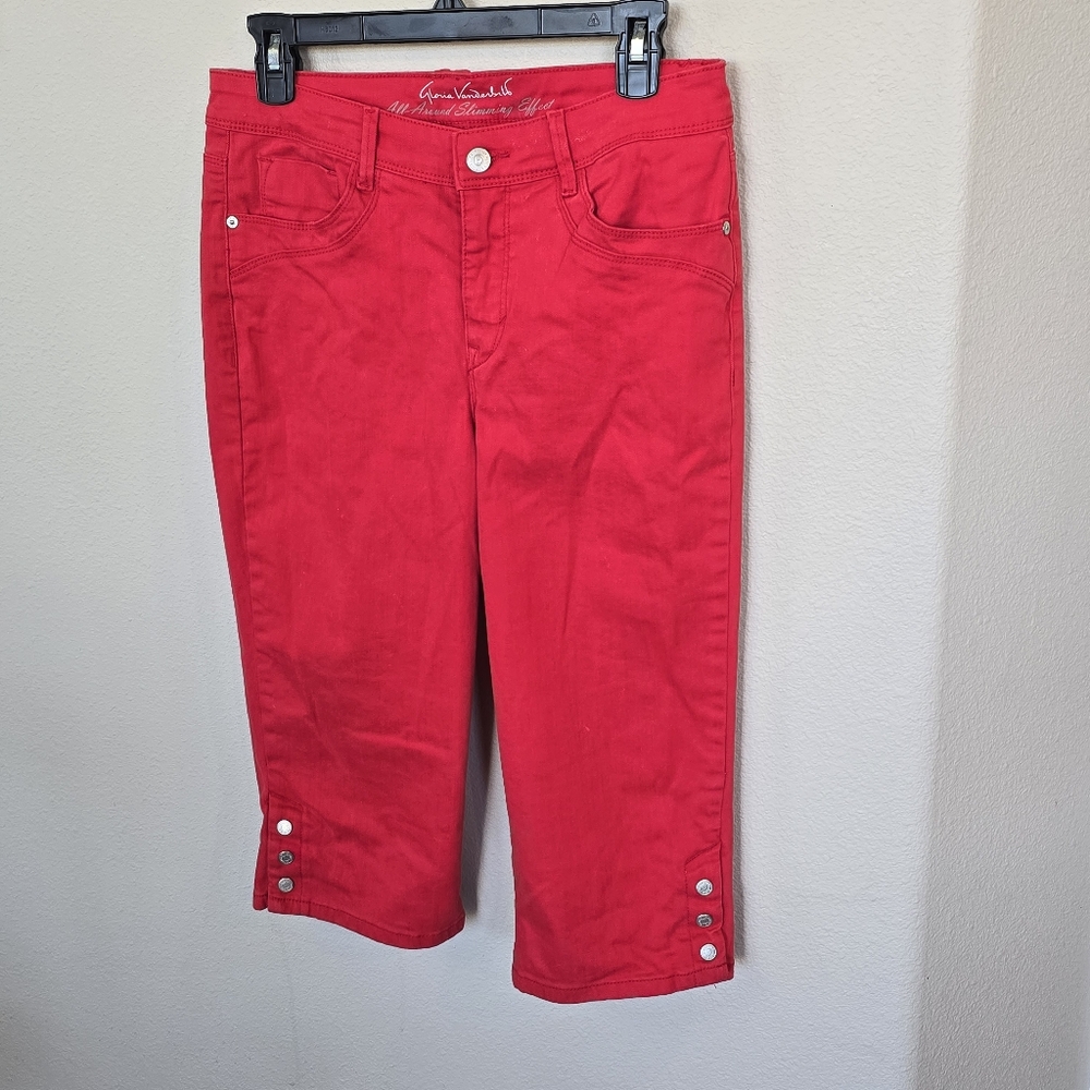 Gloria Vanderbilt Red Skimmer crop Stretch Capris Ankle Pants Womens 6 - Picture 10 of 14